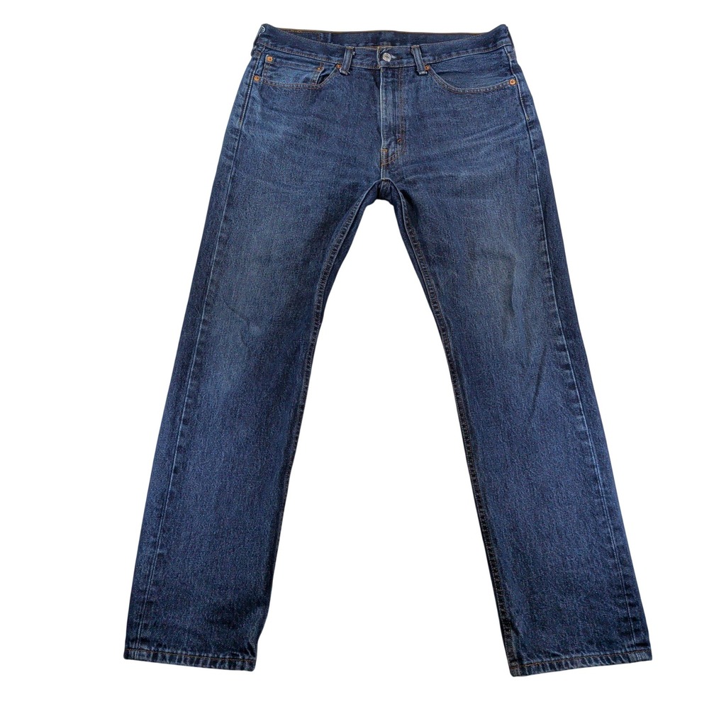 Levis 505 Regular Fit Straight Leg Jeans Mens W34 L32 Dark Wash Blue 00505-0216